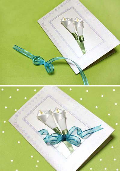 thiệp hoa ruy băng handmade - hình minh họa 6