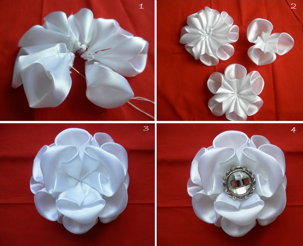 Cách làm hoa vải Kanzashi - hình minh họa 5